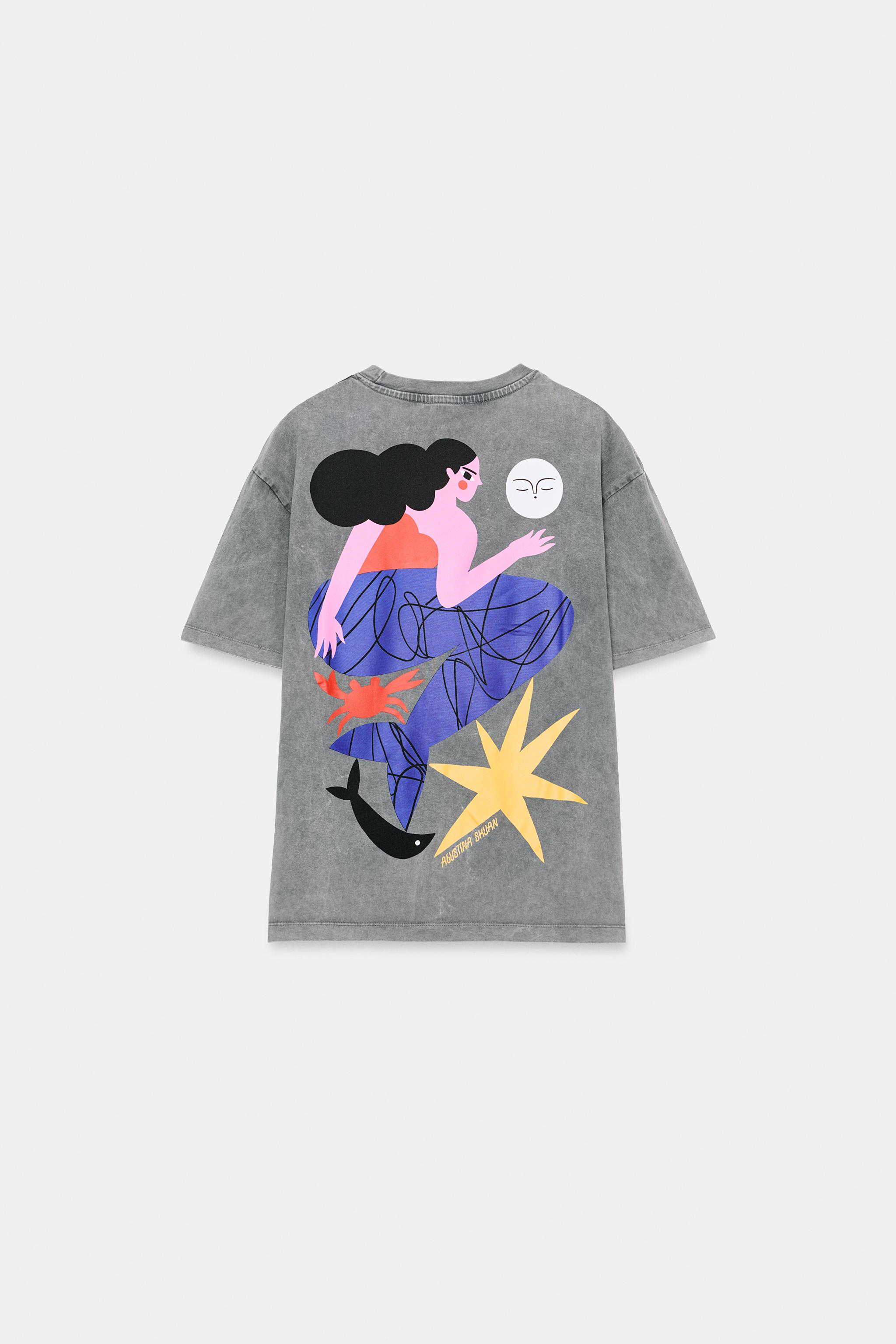 WASHED EFFECT AGUSTINA SHUAN PRINT T-SHIRT